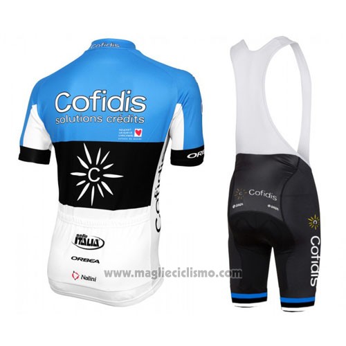 2016 Abbigliamento Ciclismo Cofidis Celeste e Nero Manica Corta e Salopette
